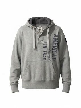 Men's Light Gray Hooded Pullover Sweatshirt